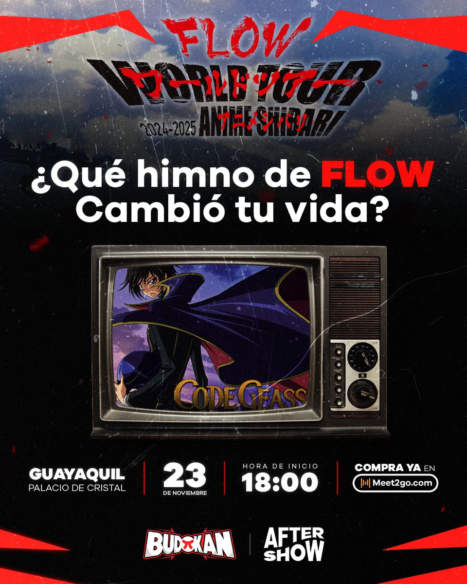 BudokanEC's tweet image. 🔥 ¿Cuál es la canción de FLOW que cambió tu vida?🔥
Prepárate para vivir una noche inolvidable el 23 de noviembre en el Palacio de Cristal.
¿Listo para el mejor concierto? ✌🏻
Consigue tus entradas en @meet2go Code🎫