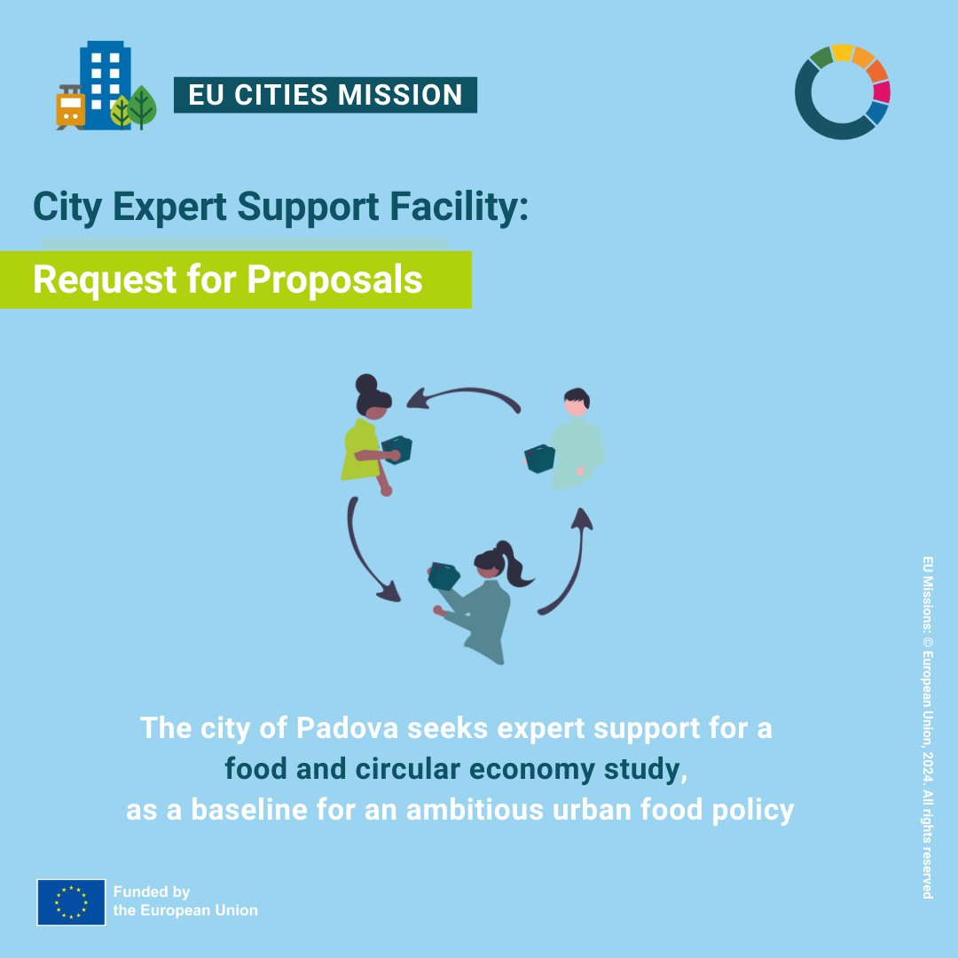 ♻️Mission City Padova, Italy, is seeking expertise to develop a food and circular economy study!

📅 Submit your proposal by 13 November and contribute to Padova’s climate neutrality journey!

🔗 More details:
netzerocities.eu/2024/10/28/the…

#MissionCities #EUMissions #HorizonEU