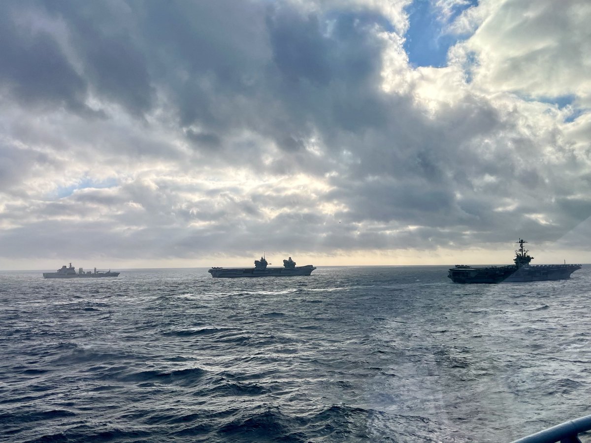 RFATidesurge's tweet photo. @RoyalNavy @NATO_MARCOM …to top off our time at sea, we had the pleasure of joining #COMUKCSG for #StrikeWarrior, integrating into the task group and carrying out our vital role…. https://t.co/xCSvCXGkQe