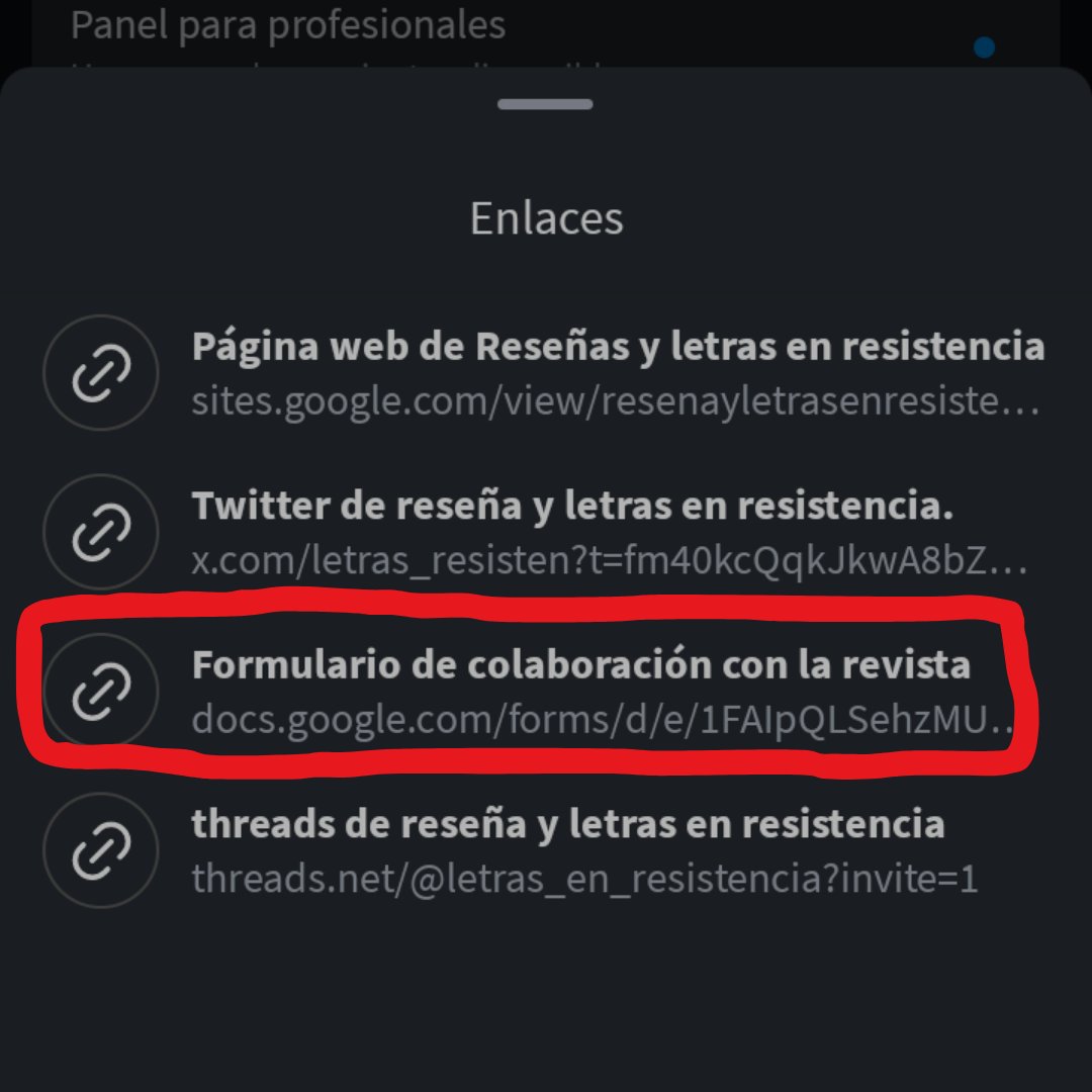 Rellena el formulario y envíanos tu reseña, artículo, ensayo, opinión, cuentos, poesía y colabora con nosotros.
-Los datos personales recogidos a través de este formulario no lo compartiremos con terceros personas.
Link del formulario: docs.google.com/forms/d/e/1FAI…