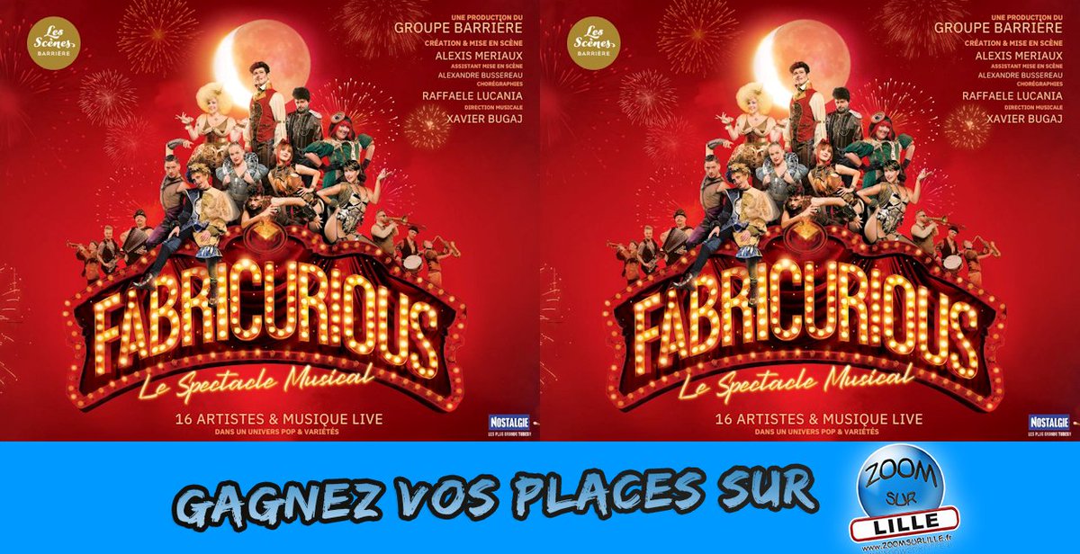 zoomsurlille's tweet photo. 🤩ZSL &amp; le Casino Barrière Lille vous offrent vos places (cocktail-spectacle) pour le spectacle Fabricurious du 09/11 à 21h au Théâtre du Casino Barrière Lille !🤩

Pour jouer :
- formulaire de participation > https://t.co/g8ZD6vdmlc
- retweeter ce post ! 

🍀Bonne chance !!!🍀 https://t.co/Ay3um9X5Mh