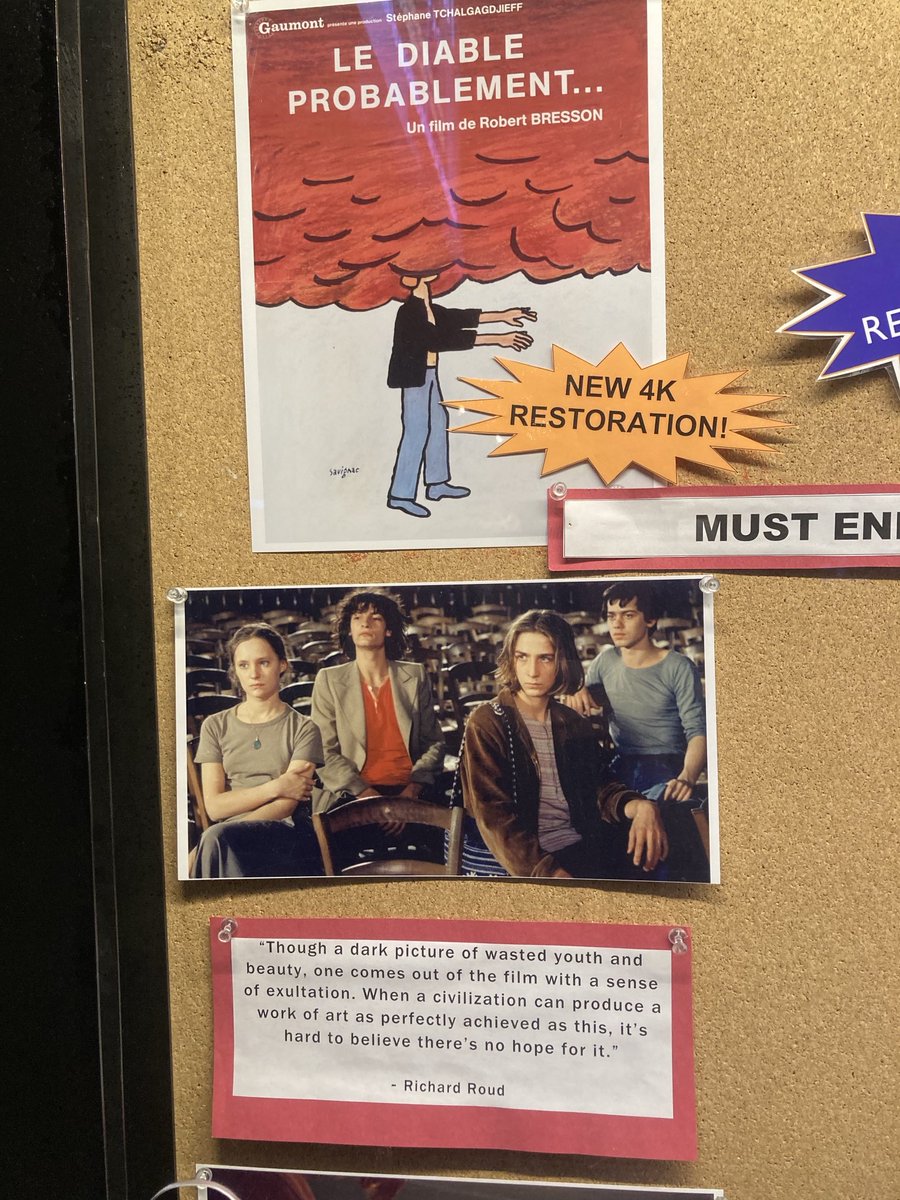 DoliverosDaniel's tweet photo. Went to @FilmForumNYC w/my son Luchino,to watch one of the late masterwork of #RobertBresson #TheDevilProbably,after all this yrs,the plot is perhaps,more relevant than ever,the main character,couldn’t had been acted by anybody but the aloof #AntoineMonnier,brilliant film https://t.co/S2j6zxNzkX