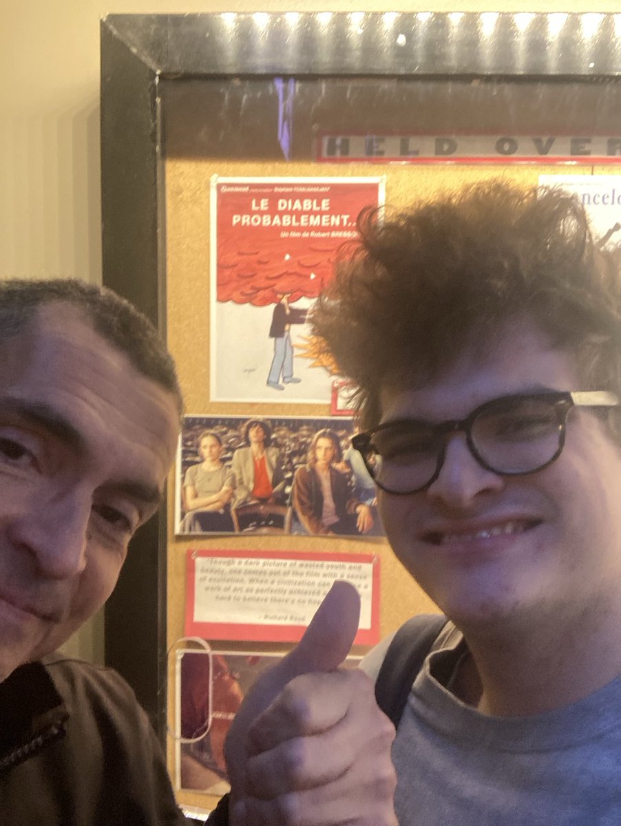 DoliverosDaniel's tweet photo. Went to @FilmForumNYC w/my son Luchino,to watch one of the late masterwork of #RobertBresson #TheDevilProbably,after all this yrs,the plot is perhaps,more relevant than ever,the main character,couldn’t had been acted by anybody but the aloof #AntoineMonnier,brilliant film https://t.co/S2j6zxNzkX