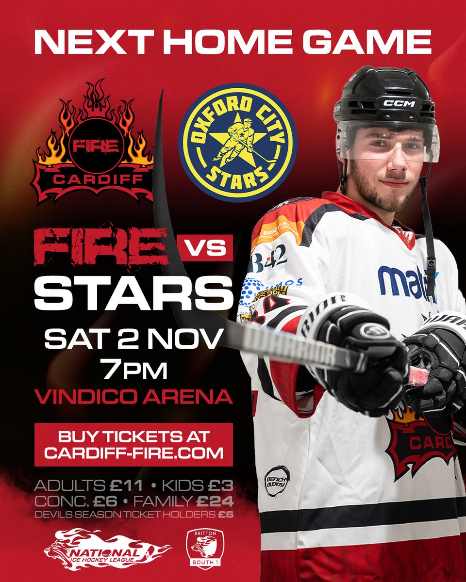 CardiffFireIHC's tweet image. ✨🎟️ 𝗪𝗜𝗡 𝗜𝗖𝗘 𝗛𝗢𝗖𝗞𝗘𝗬 𝗧𝗜𝗖𝗞𝗘𝗧𝗦 🎟️✨

𝗟𝗶𝗸𝗲 &amp;amp; 𝗥𝗲𝗽𝗼𝘀𝘁 this post for your chance to win 2⃣ tickets to Saturday's game Cardiff Fire vs Oxford City Stars at the Vindico Arena 🔥🏒

Closes Fri 12pm. T&amp;amp;Cs below. Good luck!

Buy tickets 👉 bit.ly/Fire-Tickets