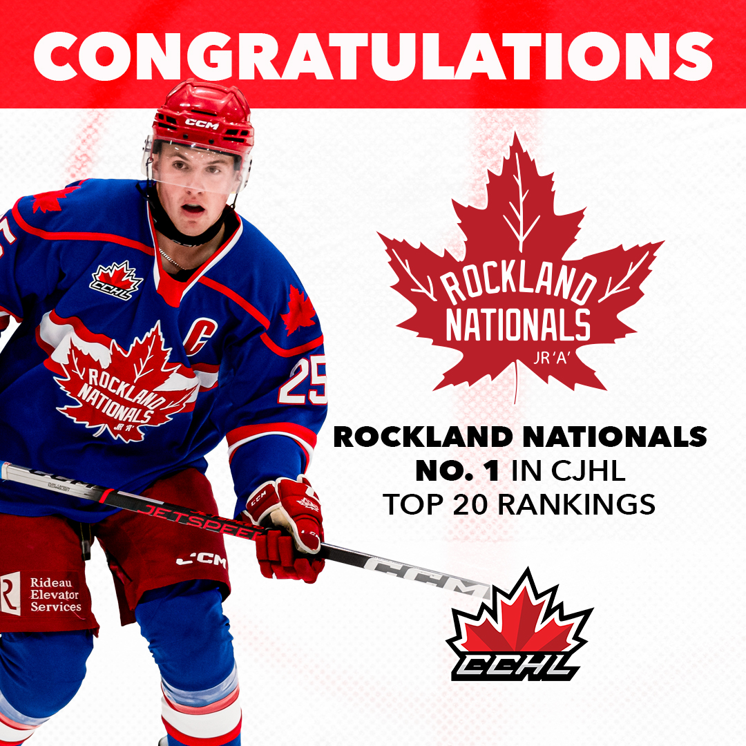 TheCCHL's tweet photo. The talk of the @cjhlhockey and still #1 in the country, the @RocklandNatsJrA.   Not to be outdone is the @hawkesburyhawks coming in at #14
📈https://t.co/OBfV6zWTxJ https://t.co/y46KgjQDMk