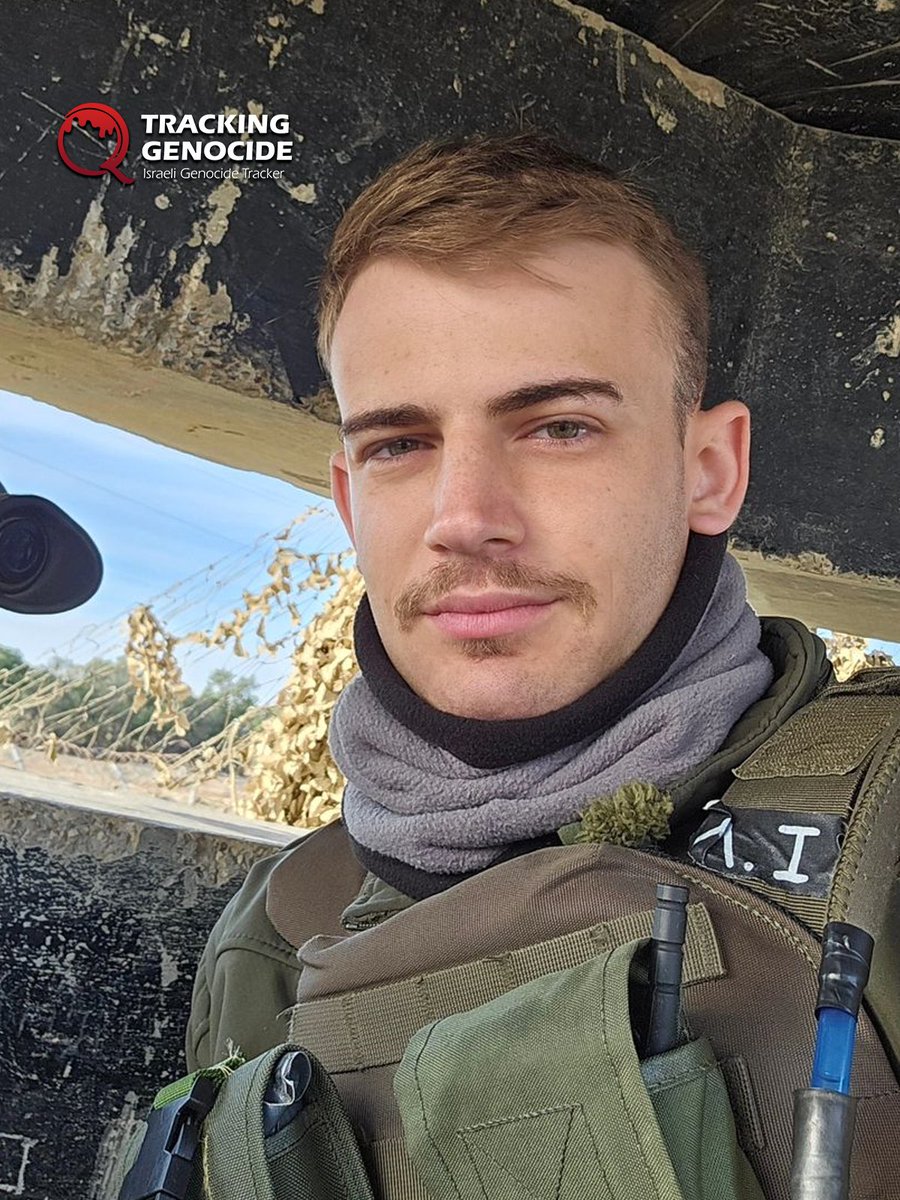 trackingisrael's tweet image. Israeli reservist Itay Meyer, of German origin, from the Givati Battalion, served in the Kerem Shalom base in southern Gaza, where aid and food were forbidden from entry to Palestinians amid the genocide.