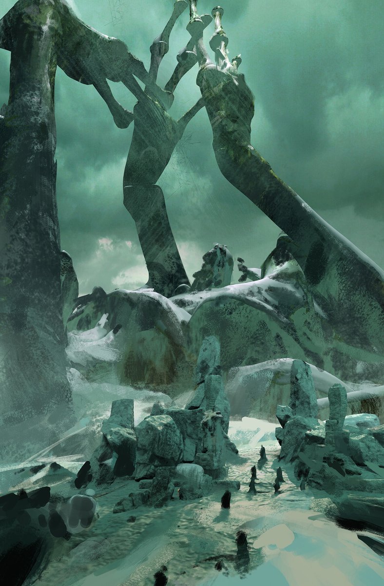 They set out on a treacherous climb to pay homage to a fallen giant

Z01, personal work by our Senior Concept Artist Bin Ying 

#skeleton #bones #halloween #conceptart #landscapepainting #landscapeart #conceptartist #painting #digitalillustration #digitalartist #blenderart