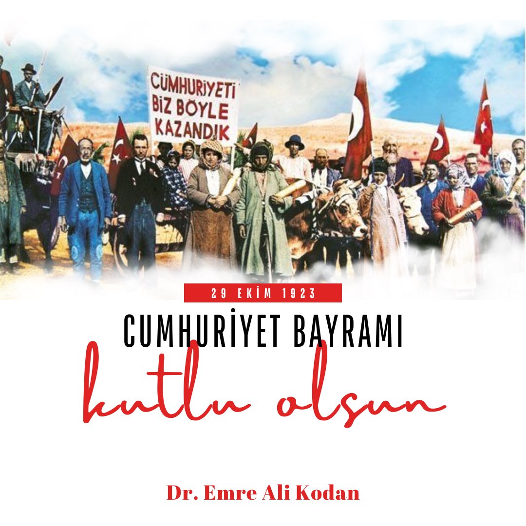 Yaşasın Cumhuriyet Yaşasın Büyük Türkiye! 
🇹🇷
Gazi Mustafa Kemal Atatürk ve Silah arkadaşlarını rahmet ile yad ediyorum.

#29ekimcumhuriyetbayramı