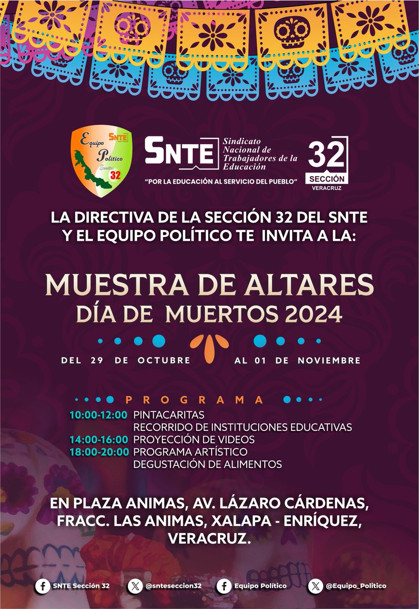 snteseccion32's tweet photo. ¡Te Invitamos a Celebrar Nuestras Tradiciones!

Con gran entusiasmo, la Directiva de la Sección 32 del SNTE y la Coordinación General del Equipo Político invitan a: ...https://t.co/fbSZv6xa4l

#SNTE32 #EquipoPolítico ¡Tradiciones que nos unen! https://t.co/yqc4qUwpDR