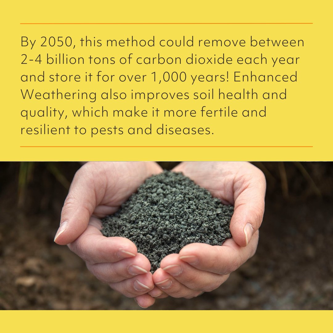 carbonclick's tweet photo. 🌋 Enhanced Weathering could remove billions of tons of CO2 by 2050. Swipe to learn more about this innovative carbon credit. #EnhancedWeathering #ClimateAction #Sustainability https://t.co/VInwS8QRx9