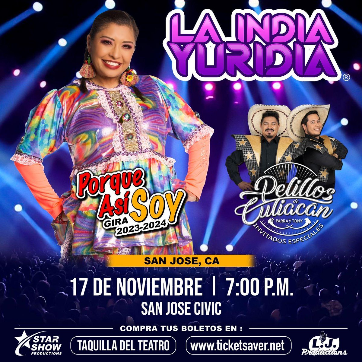 🇺🇸 SAN DIEGO • COACHELLA • LOS ANGELES • SAN JOSE
Un gusto acompañar a LA INDIA YURIDIA en su gira "Porque así soy!" 👏🏼

🗓️ Del 14 al 17 de noviembre 
🎭 California ❤️🇺🇸

#LosAngeles #SanJose #Coachella #SanDiego #California #PelillosDeCuliacan #LaIndiaYuridia <a href="/CocoEntUSA/">CocoEntertainmentUSA</a>