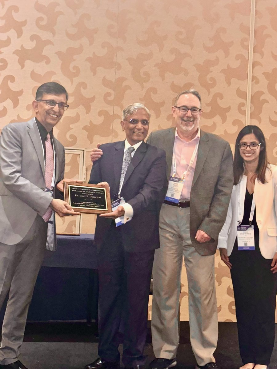OhioStateNeph's tweet photo. @DrAnil001, Professor Emeritus from #OhioStateNeph received the ANIO Academic Achievement Award for 2024. 
The award was presented by @OSUWexMed's @BradRovin, Director OSU Division of Nephrology. 

#NephTwitter #NephX https://t.co/4JuAlgHQnx