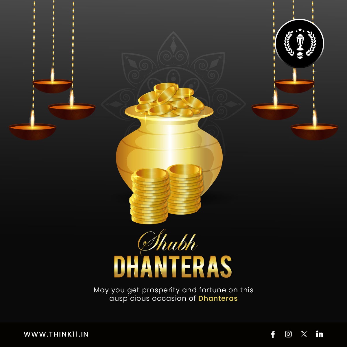 Think11app's tweet photo. 🪔 Shubh Dhanteras! 🪔

May this day bring prosperity, wealth, and happiness into your life! Think11 wishes you a blessed and joyful Dhanteras. 🌟💰

#HappyDhanteras #Think11 #Prosperity https://t.co/NvjA12Kj5Q