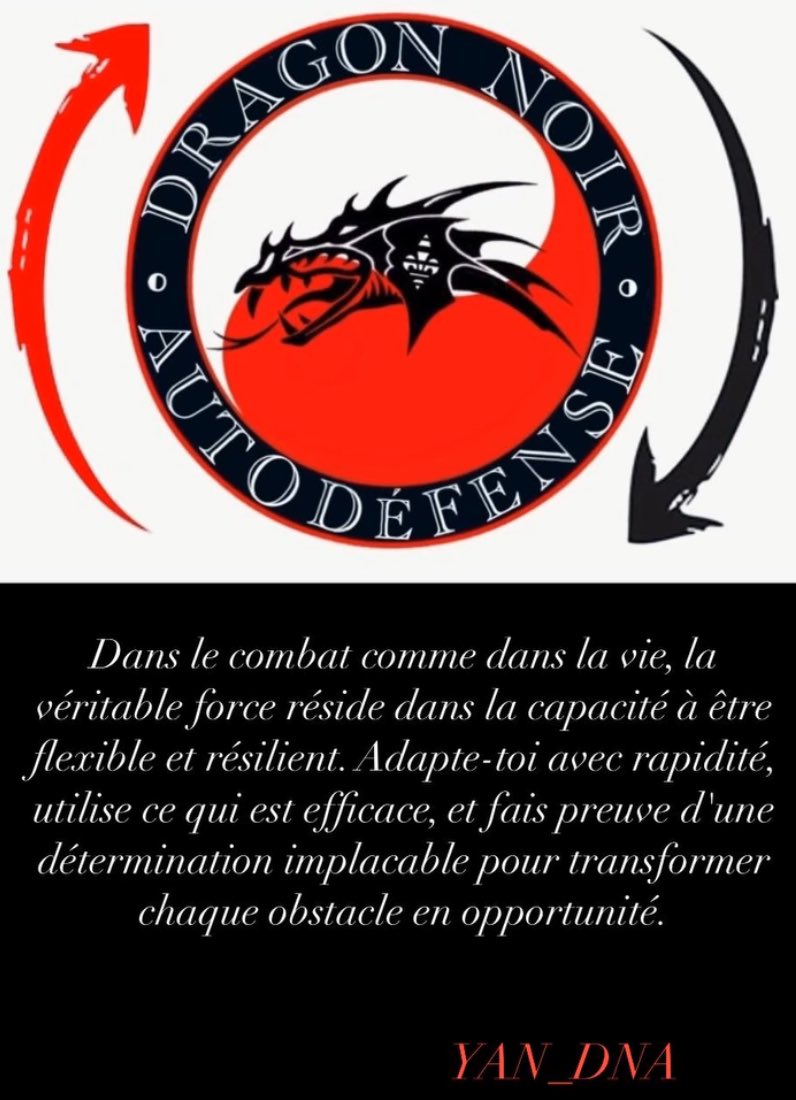 Dragon__Noir's tweet photo. Dans le combat comme dans la vie, la véritable force réside dans la capacité à être flexible et résilient. Adapte-toi avec rapidité, utilise ce qui est efficace, et fais preuve d'une détermination implacable pour transformer chaque obstacle en opportunité.
#DragonNoirAutodéfense https://t.co/Qrs06vdSuy