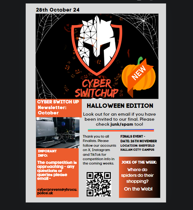 ATTENTION: ISSUE 8 OF THE CYBERSWITCHUP NEWSLETTER IS OUT!     

Look out for weekly information, competition updates and Cyber joke of the week!    

cyberswitchup.com #BREAKING #CyberSecurity #cybereducation #cyberawareness
