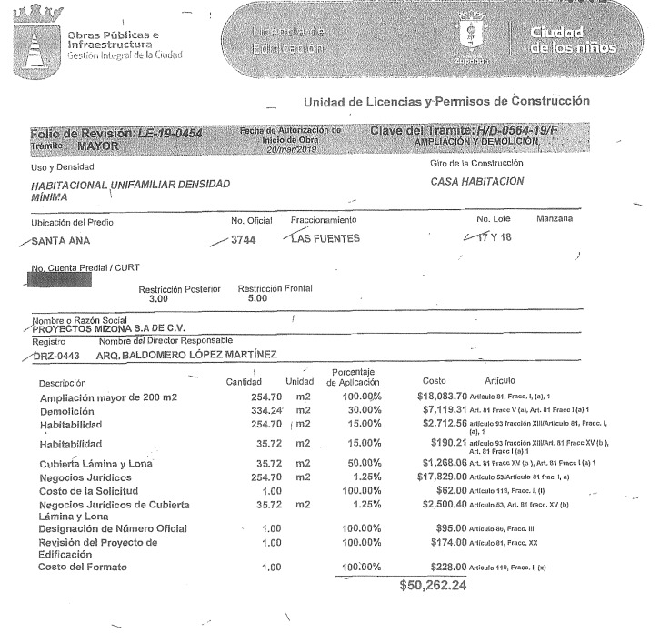 Se reportan actividades de construcción, sin licencia, en calle Santa Ana # 28, Col. Las Fuentes, Zapopan. Se requiere la presencia de <a href="/InspZapopan/">Dirección de Inspección y Vigilancia</a> <a href="/Linea_Zapopan/">Línea 24/7 Zapopan</a> <a href="/ZapopanGob/">Gobierno de Zapopan</a> <a href="/JuanJoseFrangie/">Juan José Frangie</a>

Exhiben una licencia del año 2019, que no corresponde a las obras que están realizando.