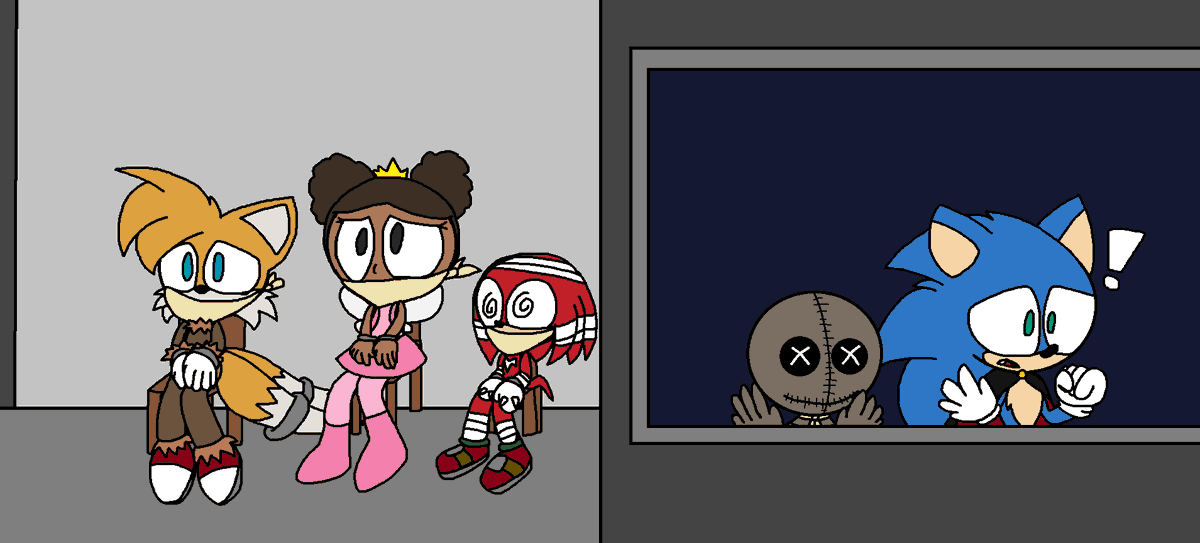 RFandom12's tweet image. Bonus Halloween Themed Drawing #21, 22, &amp;amp; 23: The plan to save his friends

Yes this is a follow up to Movie Sonic's Halloween night with a new ally, Sam (from Trick R Treat), who helps Sonic find his friends who are held bounties, they then plan for their rescue, will it work?