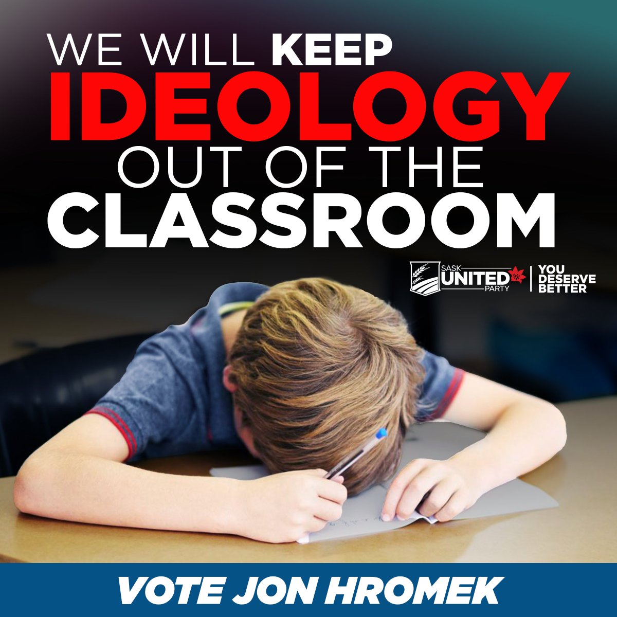 We stand for parental rights and involvement, the safety of children, safe spaces for girls, and the removal of ideologies like SOGI 123 from the classroom. #skpoli

🔵 Vote Sask United TODAY! ➡️ saskunited.ca/platform