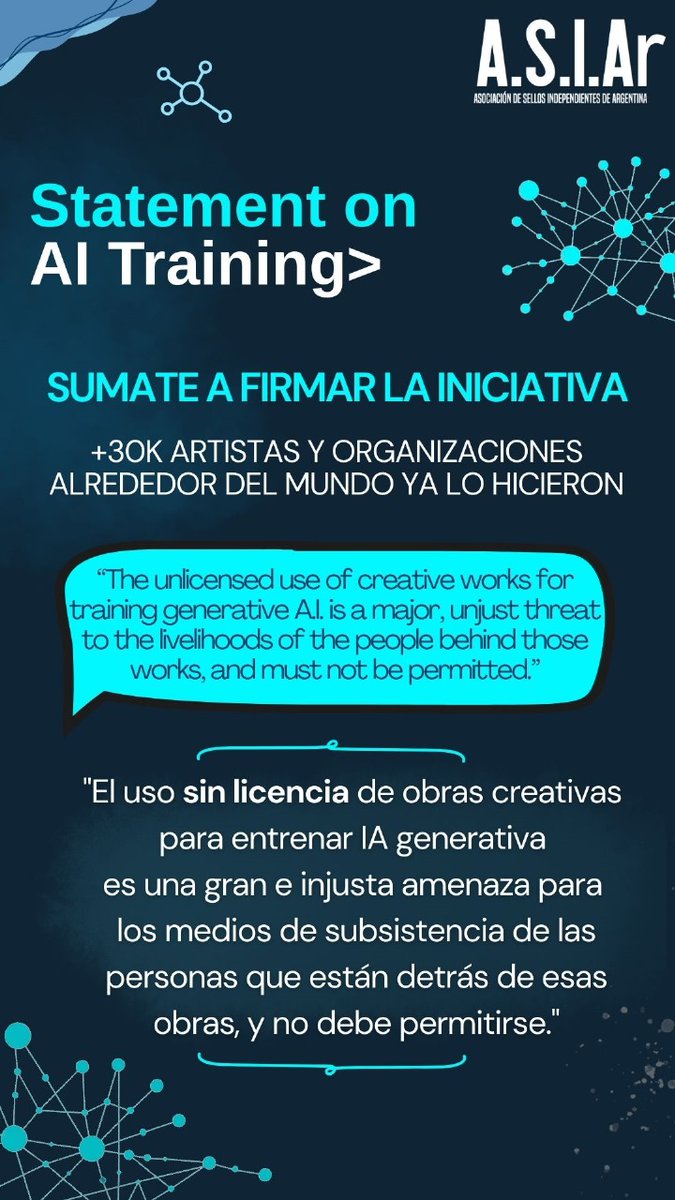 AsiarArgentina's tweet photo. Sumate vos también sumate a Thom Yorke, Björn Ulvaeus de ABBA que alertan sobre el uso indebido de las creaciones originales. 
Más de 30 mil Artistas, https://t.co/URwGnQRxuG