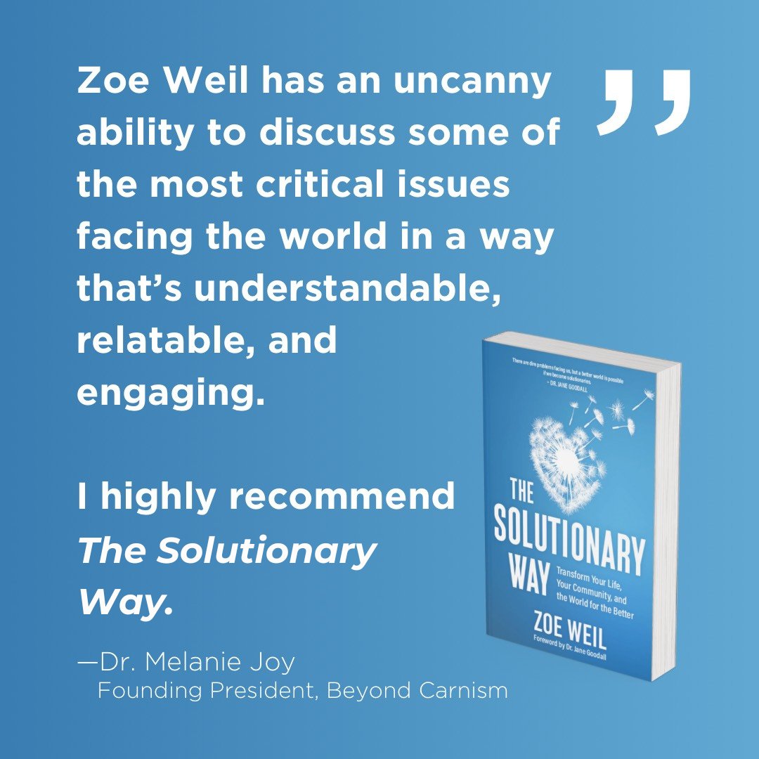 Zoe Weil’s wonderful book #TheSolutionaryWay—which has a foreword from <a href="/JaneGoodallInst/">Dr. Jane Goodall & the Jane Goodall Institute</a>—launched earlier this year as the #1 top new release in applied psychology and social psychology. If you don’t already have this book, make sure you get a copy right away! 📘