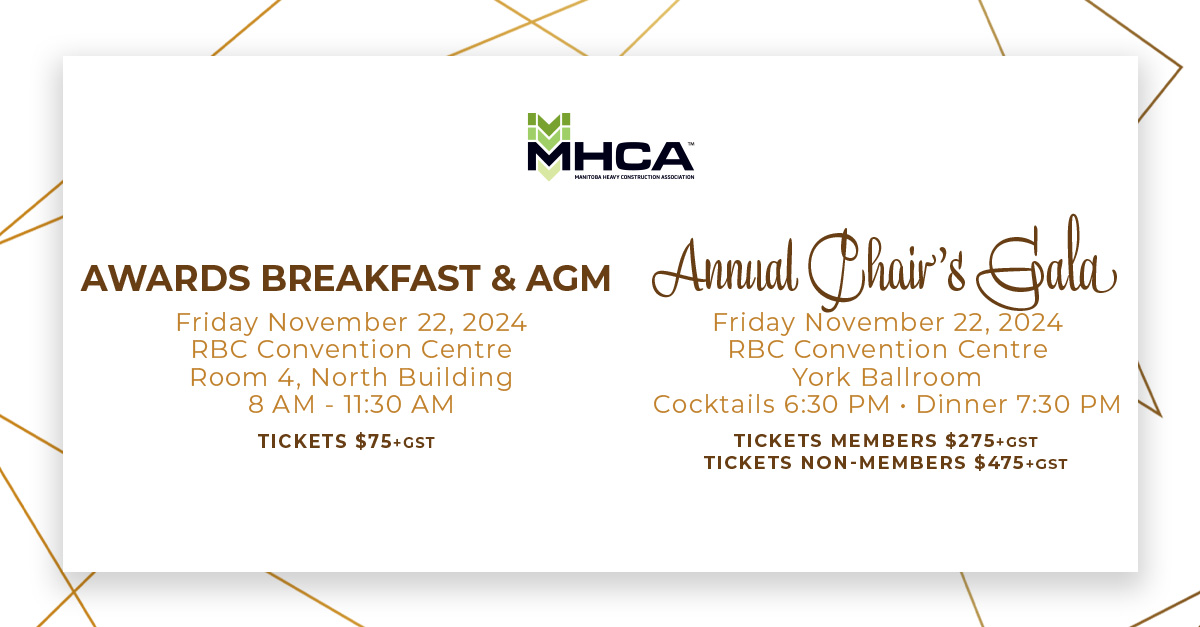 It's the last week to get tickets to the MHCA Awards Breakfast &amp; AGM and the Annual Chair's Gala!

Tickets for sale on our website: mhca.mb.ca/product/2024-a…
