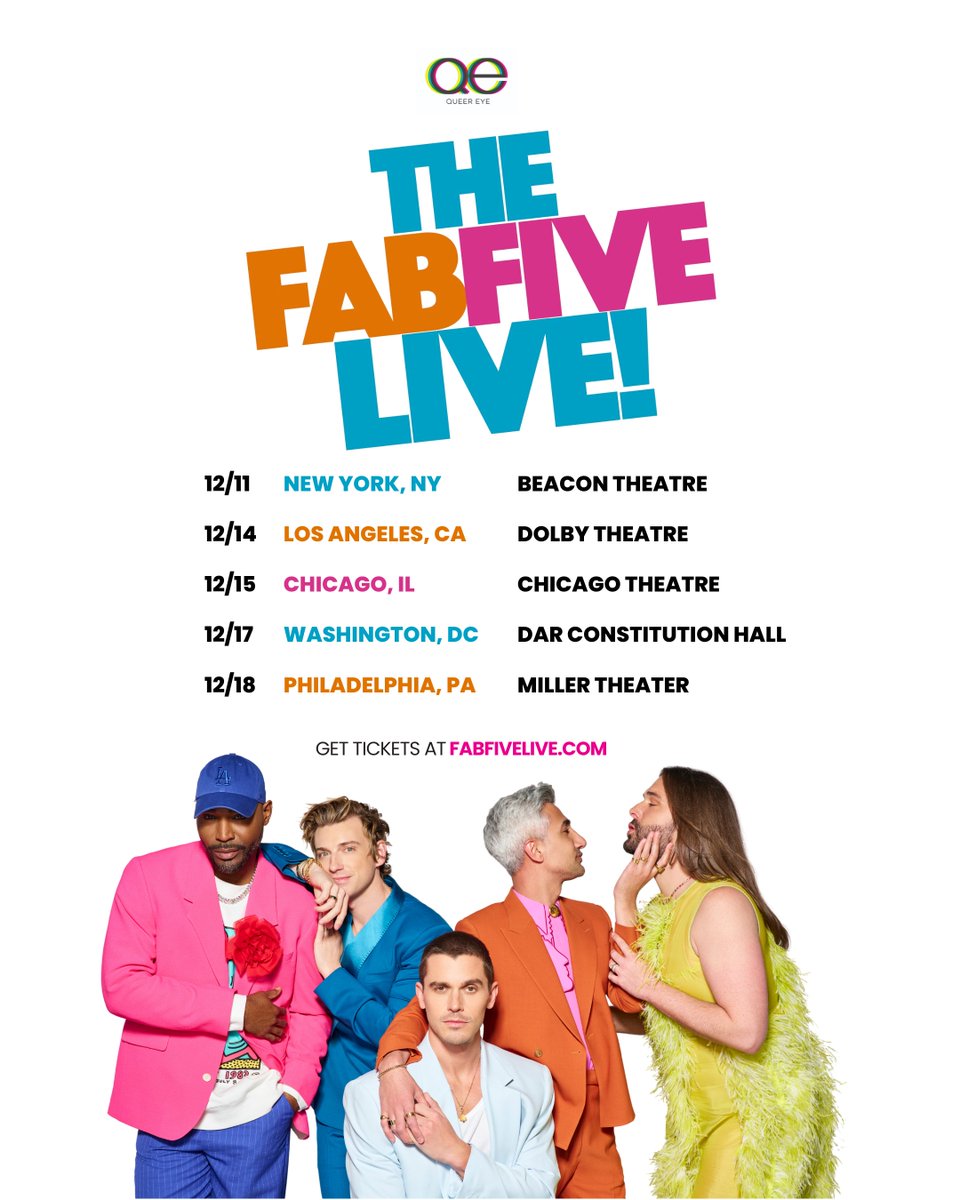 Queer Eye (@queereye) on Twitter photo For the first time ever, the Fab 5 are taking the magic of #QueerEye to the stage and YOU’RE invited! ✨ Join <a href="/Karamo/">Karamo</a> , Tan, <a href="/antoni/">Antoni Porowski</a> , <a href="/jvn/">Jonathan Van Ness</a> , and the newest member, Jeremiah Brent, for an evening of laughter, self-love, and transformation. 💫 Expect personal stories, For the first time ever, the Fab 5 are taking the magic of #QueerEye to the stage and YOU’RE invited! ✨ Join <a href="/Karamo/">Karamo</a> , Tan, <a href="/antoni/">Antoni Porowski</a> , <a href="/jvn/">Jonathan Van Ness</a> , and the newest member, Jeremiah Brent, for an evening of laughter, self-love, and transformation. 💫 Expect personal stories,