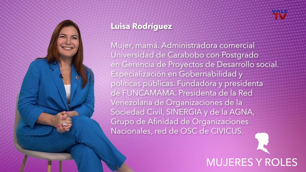VALE TV, Red Canal 5 (@valetvcanal5) on Twitter photo #Estreno #NuevaSerie
"MUJERES Y ROLES"
La coherencia y la autenticidad han guiado la larga trayectoria de Luisa Rodríguez, Pdta. de <a href="/acsinergia/">Sinergia, Red Venezolana de OSC</a> y <a href="/FUNCAMAMA/">FUNCAMAMA</a>, en su empeño de hacer realidad su sueño de una sociedad más incluyente.
<a href="/NLinVenezuela/">Países Bajos en Venezuela</a>
acortar.link/BNDobk #Estreno #NuevaSerie
"MUJERES Y ROLES"
La coherencia y la autenticidad han guiado la larga trayectoria de Luisa Rodríguez, Pdta. de <a href="/acsinergia/">Sinergia, Red Venezolana de OSC</a> y <a href="/FUNCAMAMA/">FUNCAMAMA</a>, en su empeño de hacer realidad su sueño de una sociedad más incluyente.
<a href="/NLinVenezuela/">Países Bajos en Venezuela</a>
acortar.link/BNDobk