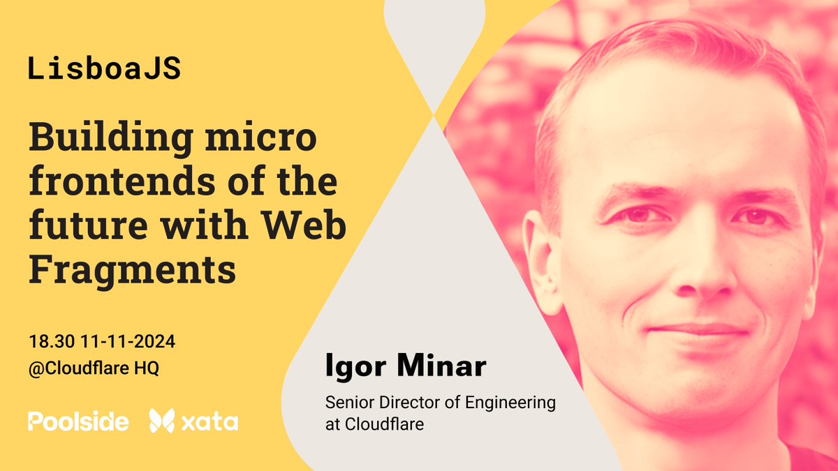 LisboaJS_'s tweet image. Web fragments are a technology we haven&apos;t heard much from yet but @Cloudflare is already using it in production since September. @IgorMinar will give a talk about micro frontends of the future and showcase them at CF headquarters. Join us: meetup.com/lisboajs/event…