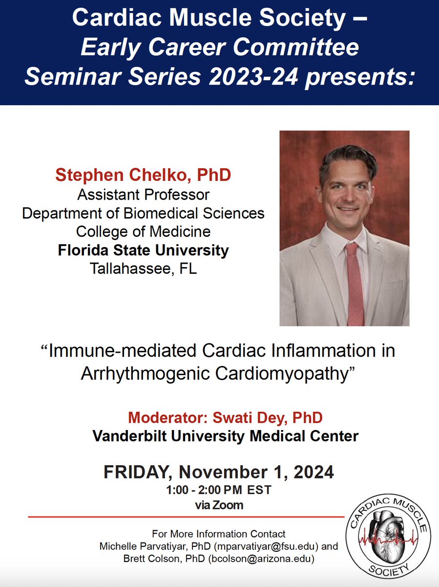 MuscleCardiac's tweet image. Hi there,
Please join us for our next CMS ECC virtual seminar!
When: Nov 1, 2024 01:00 PM Eastern Time (US and Canada)
Register in advance for this Zoom meeting:
fsu.zoom.us/meeting/regist…
After registering, you will receive an email with information to join the meeting.