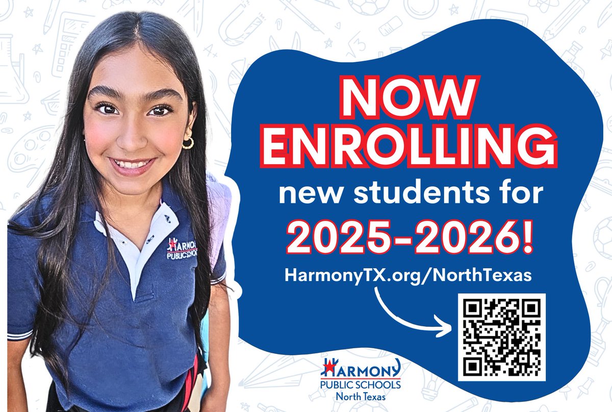DFWHarmony's tweet photo. Harmony's annual Open Enrollment period is OPEN! We are now accepting applications for NEW students in 2025-26 to any of our Harmony campuses in NTX. Visit https://t.co/Up2M8U0VTR to learn more and apply! #ApplyHarmony #HarmonyProud25 #EnrollHarmony #HPS #HarmonyProud https://t.co/h5Aw7Se0aS