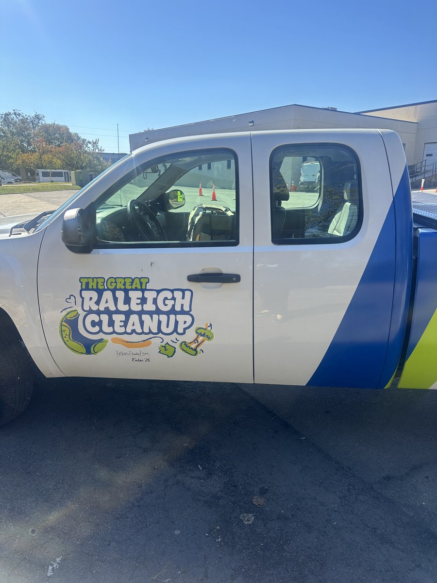 RaleighCleanup's tweet photo. CLEANUP1 has some fresh ink, thanks to the creative talents of Kat, an Enloe High student who produced the look in their graphic design class. The final touches were printed and installed by the team at Fast Signs. Thanks to this collaboration, we’re riding in style now! https://t.co/f49mFwIAuY