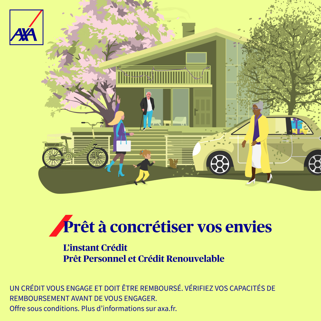 Le compte à rebours est lancé ! ⏳
Découvrez notre offre de prêt personnel AXA Banque de 1000€ à 40 000€. Flexible, avantageux

À partir du 04 novembre, prenez-rendez-vous en agence !

Voir conditions en agence, offre valable jusqu’au 29/11/2024 

#Pub #AXABanque