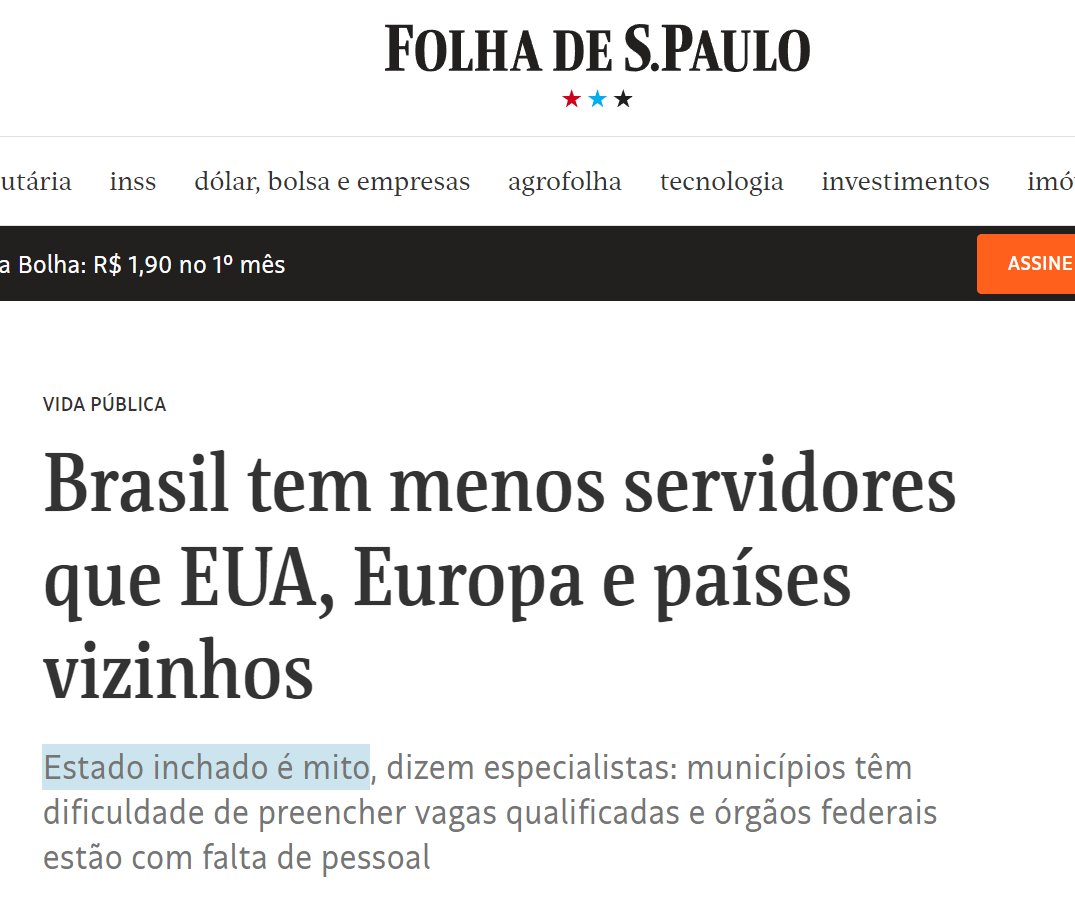 leosiqueirabr's tweet image. Hoje é Dia do Servidor Público.

No Brasil, ainda existe um mito de que o estado não é inchado e que os servidores não inflam a máquina.  Há algum tempo atrás, a Folha publicou um artigo dizendo que "Estado inchado é mito".

Ao fazer isso, ela opta por contar metade da história e…
