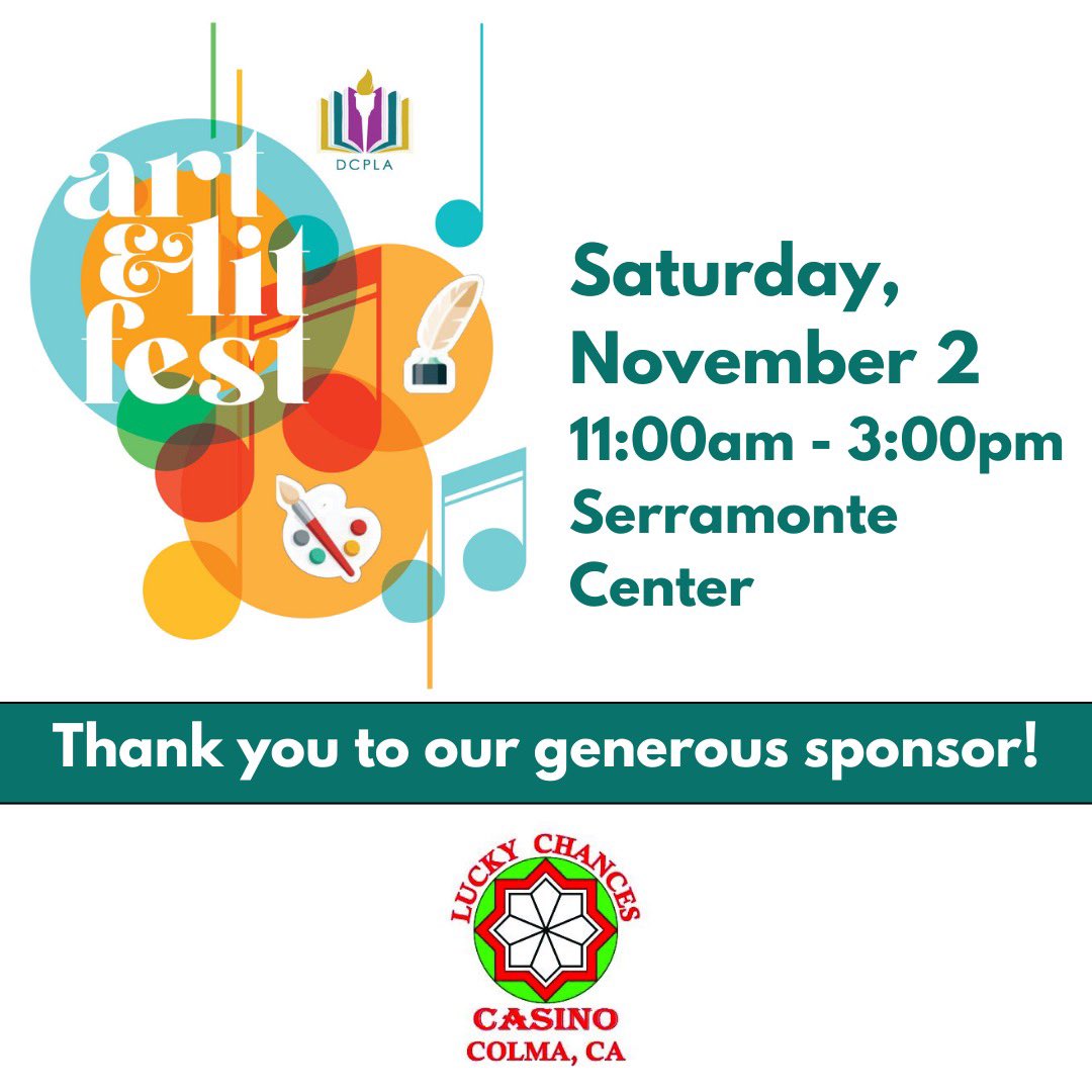dcpla_'s tweet photo. Thank you Lucky Chances Casino for your generous support of the 3rd Annual DCPLA Art &amp; Lit Fest on Saturday, November 2! 

Learn more at https://t.co/7urSWLPz17

#dcpla https://t.co/q0Ui3gDOTZ