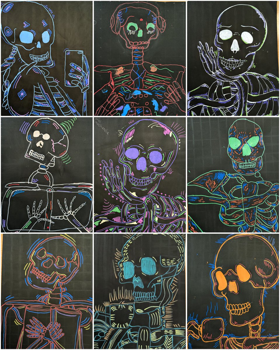 S3 Neon Skeletons! 🎨💀🩻

3F have been practicing their grid skills as a helpful tool for complex drawings. Love the fun and vibrant colours! 😍