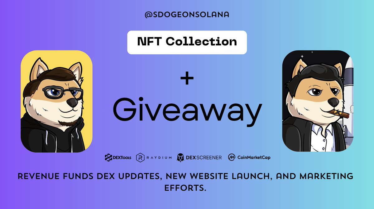 🚀Thank you, #SDOGE community! With your support, we’ve reached a $1M market cap!  As a community takeover, we’ve been working hard behind the scenes. Celebrate with us as we drop our NFT collection on Nov 1st! 
🎁 GIVEAWAY: Win 1 of 5 NFTs! 
1️⃣ Follow
2️⃣ Like
3️⃣ RT