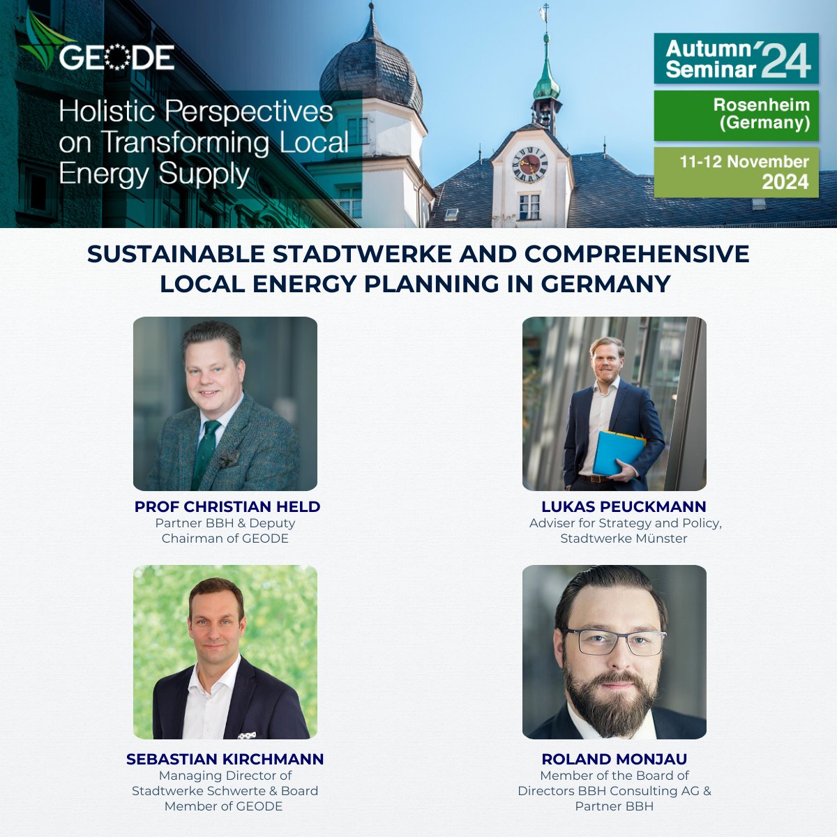 GEODE (@geode_eu) on Twitter photo 📢GEODE Autumn Seminar
🗓 12/11
📍Rosenheim
Join us for our Autumn Seminar where representatives from <a href="/BBH_online/">Die BBH-Gruppe</a>, Stadtwerke Schwerte & Stadtwerke Münster will speak on Sustainable Stadtwerke and Comprehensive Local Energy Planning in Germany! Agenda🔗bit.ly/3Nt151x 📢GEODE Autumn Seminar
🗓 12/11
📍Rosenheim
Join us for our Autumn Seminar where representatives from <a href="/BBH_online/">Die BBH-Gruppe</a>, Stadtwerke Schwerte & Stadtwerke Münster will speak on Sustainable Stadtwerke and Comprehensive Local Energy Planning in Germany! Agenda🔗bit.ly/3Nt151x