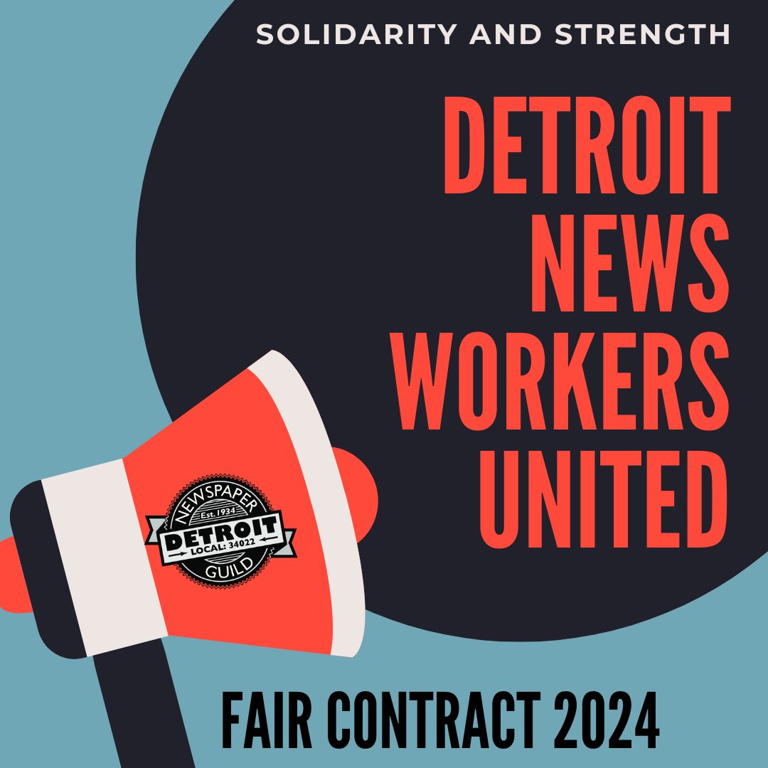 My coworkers at The Detroit News and I are bargaining for a fair contract so we can keep focusing on what’s important: Good journalism. 

 #FairContract2024 #Solidarity #DetNewUnited