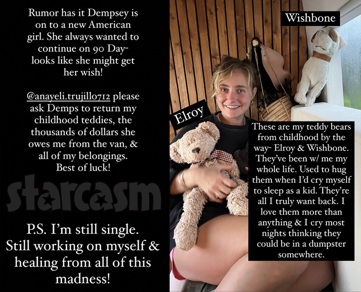 starcasm's tweet photo. #90DayFiance Statler shares updates..
Dempsey has reportedly teddynapped Statler's stuffed animals while moving on with another American girl. Dempsey has reportedly sold the couple's van, which makes sense given that she is currently living rent free in Statler's head. ๐ฅ๐ฅ