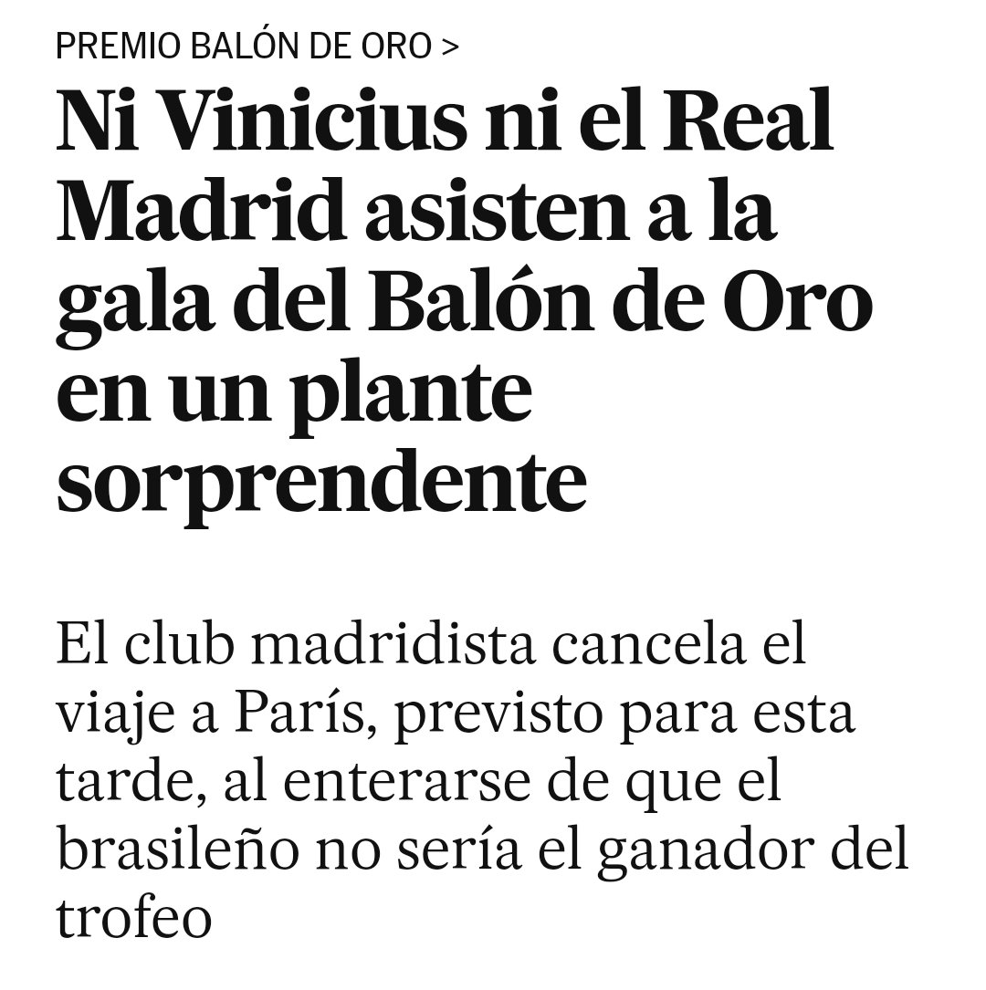 gerardotc's tweet photo. El Balón de Oro lo votan 100 periodistas de 100 países que, para colmo, cambian cada año. Es una chapuza porque Florentino no se aclara a quién debe comprar cada año y al final acaban votando lo que quieren. Un sistema pensado para perjudicar al Real Madrid. El plantón es lógico https://t.co/Nj4pqnfoZc