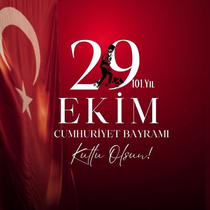Cumhuriyetimizin Kuruluşunun 101. Yıl Dönümünde Başta Gazi Mustafa Kemal Atatürk ve Silah Arkadaşları Olmak Üzere, Aziz Şehitlerimizi ve Kahraman Gazilerimizi Rahmet, Minnet ve Saygıyla Anıyorum.
Milletimizin 29 Ekim Cumhuriyet Bayramının kutluyorum.

Yaşasın Cumhuriyet🇹🇷🇹🇷🇹🇷