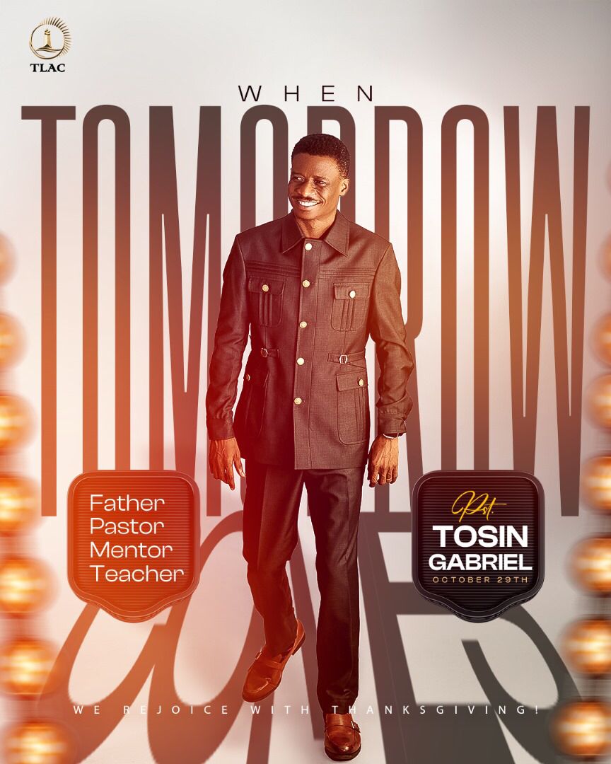 TOMORROW FOR OUR PASTOR AFTER GOD'S HEART - PASTOR TOSIN GABRIEL!

Tomorrow, we celebrate a gift!
Tomorrow, we celebrate a working of grace!
Tomorrow, we celebrate an expression of God's mercy!
Tomorrow, we celebrate our shepherd under the Great Shepherd!