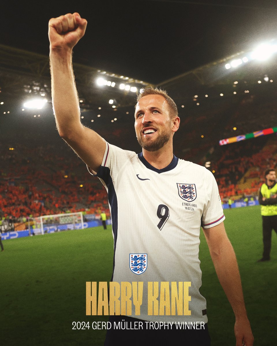 England's tweet photo. Joint-winner of the 2024 Gerd Müller Trophy 🏆

Congratulations, @HKane! 👏 https://t.co/j4Pv0FbFRU