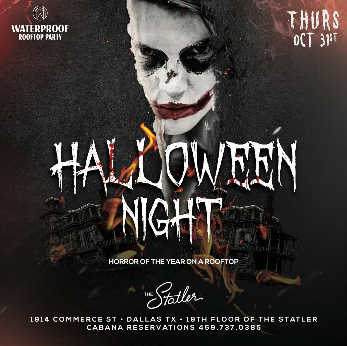 DallasTxEnt's tweet photo. HALLOWEEN NIGHT 🎃

Rooftop costume party 🌃 https://t.co/EU8qgoP7Jp