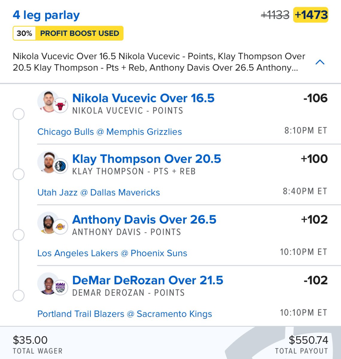 BrknBallsSports's tweet photo. NBA is back on Propshark! 🏀 To celebrate, we’re doing a Parlay Builder Giveaway! 🎉 

We built this 4-leg parlay using our own Parlay Builder, and if this ticket hits, we’re giving away the ENTIRE payout – that’s $550 up for grabs! 💸 Want a shot at winning? Just like, and retweet this post!

Check out our parlay builder here: https://t.co/MPhEDexKE5