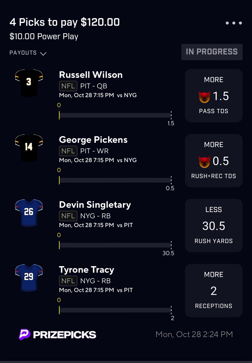 ET_Bets's tweet photo. 🚨FREE MNF 12X PLAY🚨

The Steelers WILL win this game as they are 6 point favorites

This will force the Giants to throw. 

Singletary has turned into the Giants RB1 and Singletary is washed. 

Danger Russ WILL throw 2 touchdowns

Pickens is their only redzone target https://t.co/j3KbX4TCLr
