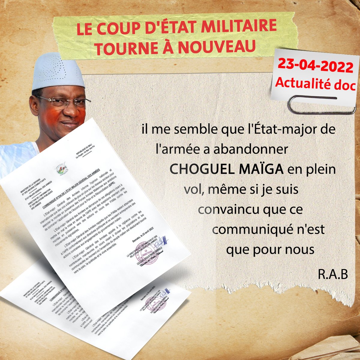 TaffawtJournal's tweet photo. #Mémoire_de_poisson
2022-04-23
Le coup d'État militaire tourne à nouveau
.........
#Cannibales
#Mercenaires_terroristes_de_Wagner
#Des_putschistes_criminels https://t.co/cTvCNd4od4