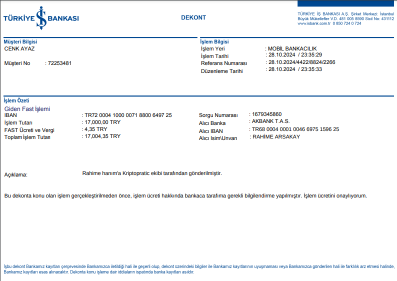 Rahime hanım'ın 17.000 TL kredi kartı borcu gönderdilmiştir.

Bu gece son 10.000 TL daha göndericem. Sadece bu gönderiyi begen ve DM kutunu kontrol et.