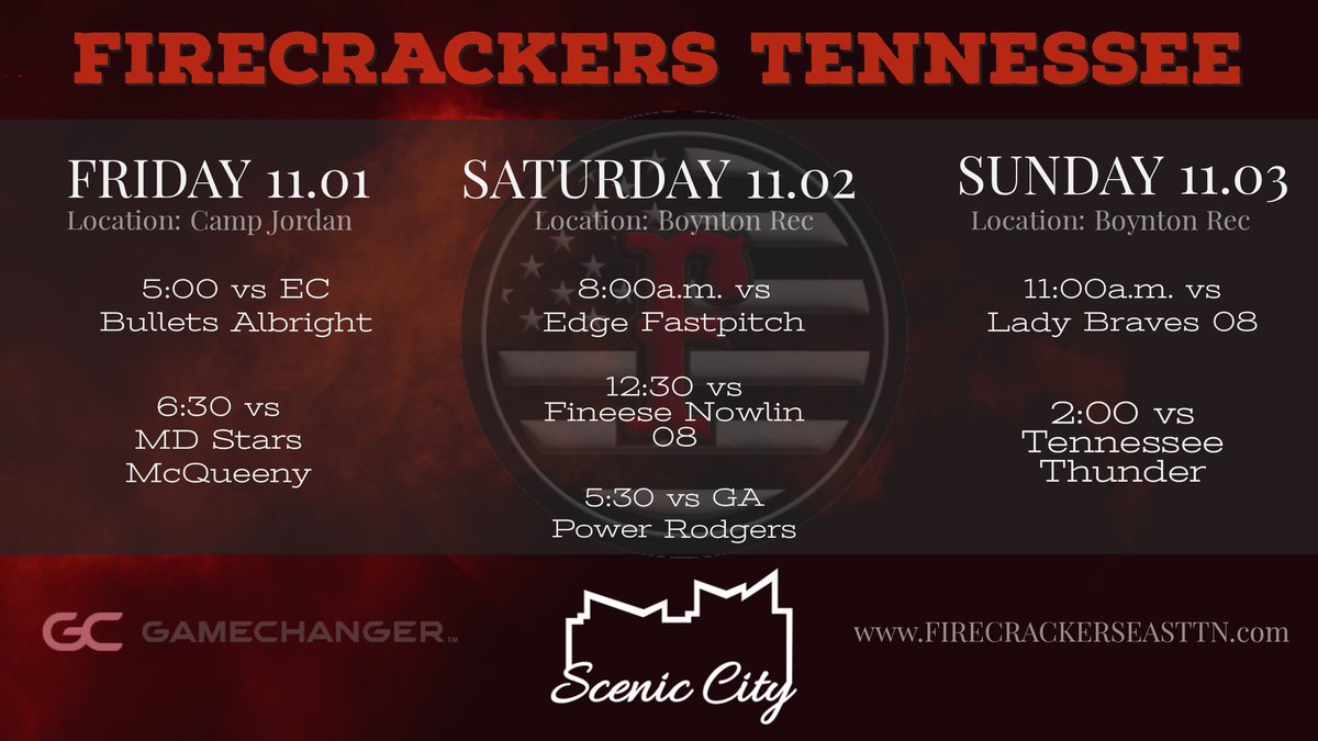 Next stop??? @connectsports3 Scenic City Fall Showcase in Chattanooga! Looking forward to a full weekend of softball with our Firecrackers Crew🧨 #FIRECRACKERSOFTBALL #ScenicCity