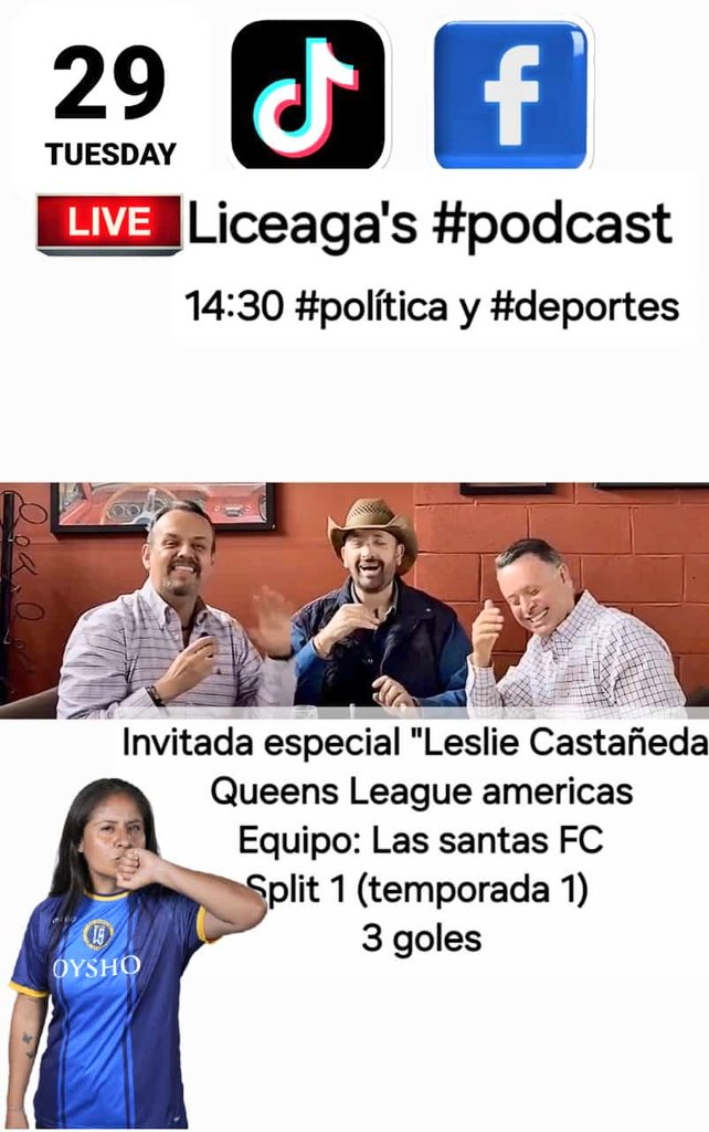 LiceagasPodcast's tweet photo. Mañana martes Liceaga's #Podcast con invitada de lujo,  #política y más de #deportes https://t.co/cgVi1orpN0